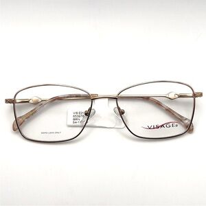 NWT Visage VIS E217 BRN Rx’able Eyeglass Frame, Brown/Gold, 54-17-140